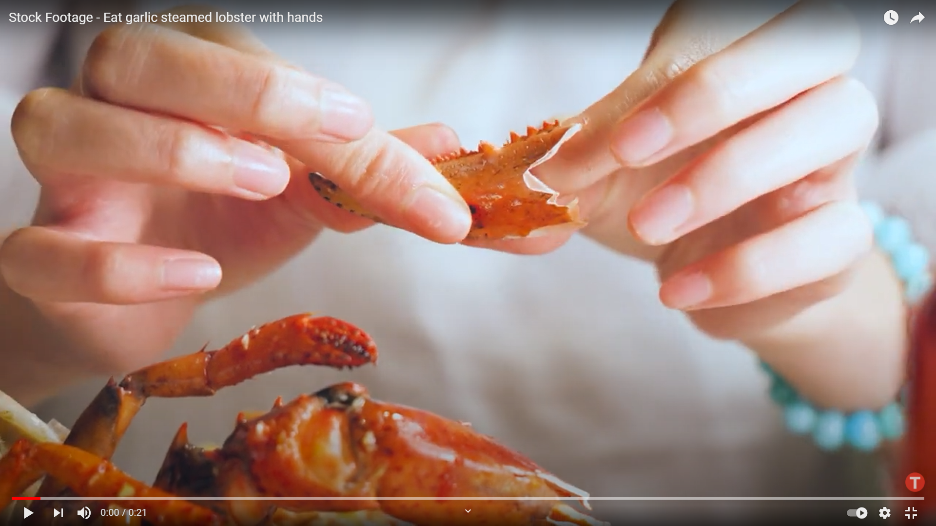 Stock Footage Eat garlic steamed lobster with hands